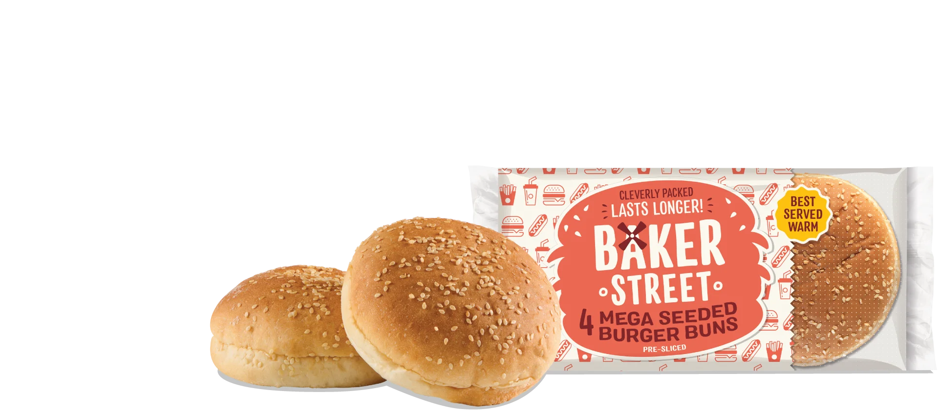 4 Mega Seeded Burger Buns - Hero Product Image