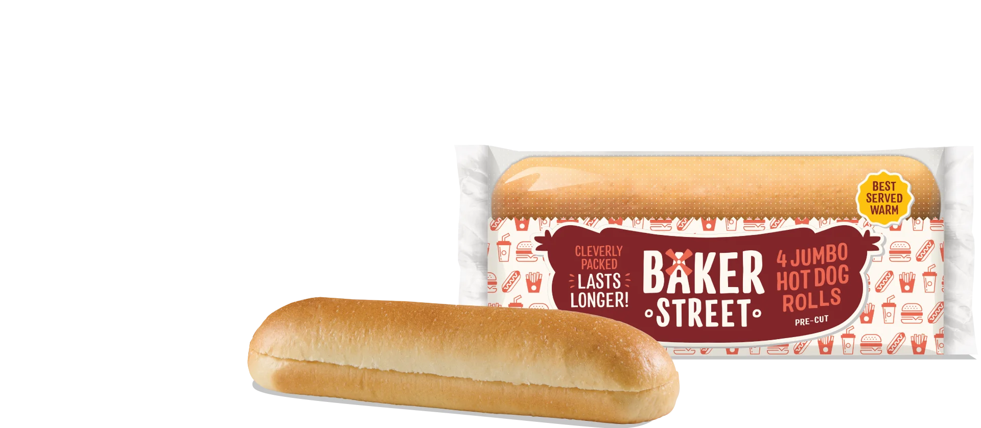 4 Jumbo Hot Dog Rolls - Hero Product Image