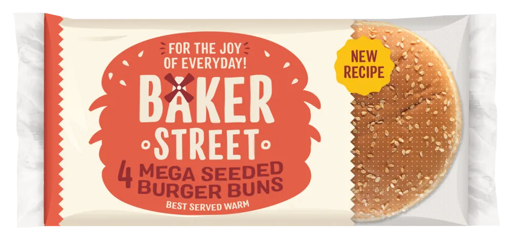 Baker Street - 4 Mega Seeded Burger Buns